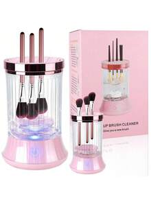 二合一电动化妆刷清洁器，集清洁和烘干功能于一体，防水设计，配有收纳支架，500mAh USB充电式电动化妆刷清洁器，自动旋转深度清洁，搭配高效清洁垫，适用于各种尺寸和款式的化妆刷，包括眼影刷和腮红刷，是懒散人士必备的高效清洁美容工具，也是送给女性的理想圣诞礼物。 - 彩色 - 查看 2