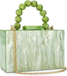 Gets Acrylic Clutch Bag,Acrylic Purse Evening Clutch Marble Handbag Women's Crossbody With Pearl Chain Formal Wedding Prom Party - 淺綠色 - 查看 8