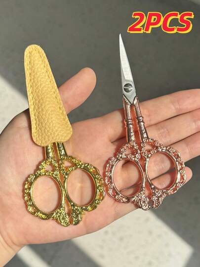 2PCS Stainless Steel Precision Scissors - Multi-Purpose For Office, Crafts & Embroidery - Durable & Sharp Blades - For Professionals & Hobbyists - Ideal Gift For Artists & Crafters,Christmas,Christmas Paper Cutting,Christmas Packaging Cutting