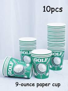 Golf-Themen Einweg-Papier-Tablett-Set, inklusive 9-Zoll und 7-Zoll Papier-Tassen-Servietten. Geeignet für verschiedene Anlässe wie Clubs, Partys, Picknicks, Hochzeiten, Baby-Partys, Abschlussfeiern, Familienbankette und Partyartikel. Geeignet für Küche und Esszimmer Dekoration sowie Partydekoration. Dies ist ein Set aus Empfangs-Papptellern und Einweg-Geschirr. Hochzeitsparty, Design.