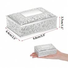 Hipiwe Rectangular Silver Jewelry Box Small Trinket Storage Box Deluxe Treasure Chest Case Earring Ring Necklace Organizer Decorative Keepsake Box Christmas Gift For Women,SmallSize,3.9inchx2.5inchx1.5inch - 3,9 inch x 2,5 inch x 1,5 inch - Xem 3