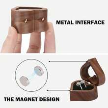 LETURE Wood Ring Display Box With Transparent Cover Single Slot 2 Slot, Heart Shaped Person.Alized Wooden Jewelry Box For Proposal Engagement Wedding Ceremony Anniversary (Black - 2 Slots),Black-2Slots - Black-2Slots - Xem 5