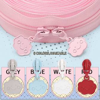 4,5 m 5# Naylon Fermuar + 10 Adet Bulut Fermuar Çekme Ucu = 1 Set, Bulut Fermuar Çekme Ucuyla Birlikte 5# Renkli Fermuarlar, Çok Renkli, Çantalar, Kırtasiye Keseleri, Cüzdanlar, El Sanatları Kendin Yap Ürünleri ve Dikiş Yedekleri İçin Uygun