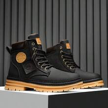 Herren schwarze High-Top Schnürstiefel, rutschfest, geeignet für Herbst/Winter, Größe 39-48 - Schwarz - Übersicht 5