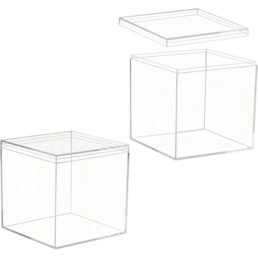 KissYou Large Acrylic Box Clear Display Box With Lid Transparent Square Cube Storage Containers For Wedding,Birthday Christmas Party Gift Wrap Boxes,5.9x5.9x5.9Inch - 5.9x5.9x5.9Inch - View 1