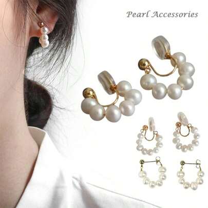 イヤリング 痛くない シリコンカバー付き ノンホール パール フープ 結婚式 入学式 入園式 上品 フォーマル エレガント プレゼント ギフト