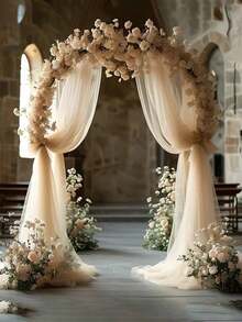 Romantic Chiffon Gauze Veil Arch Curtains For Outdoor Wedding, Wedding, Bridal Giveaway And Party Decorations Best Gifts, Wedding Decorations, Home Decorations, Room Decorations Party Favors Bride - Multicolor - View 6