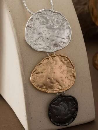 1pc Bohemian Geometric Irregular Round Pendant Necklace For Women Suitable For Daily Balls, Holidays, Music Festivals, New Year's Day, Valentine's Day Gifts, Accessories