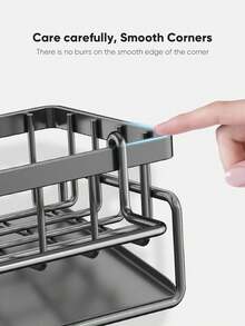 1pc Stainless Steel Kitchen Sink Organizer Rack, Thick Rust-Resistant Design With Integrated Sponge Holder - Black Space-Saving Countertop Dish Drying Rack, Suitable For Sink, Dishcloth, Brush - Compact Kitchen Storage Rack, Fits Small Spaces, Sink Caddy With Towel Bar, Kitchen Sink Shelf, Stainless Steel Sink Organizer - Multicolor - View 9