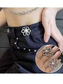 1pc Waist Cincher For Jeans, Adjustable Waist Tightener Button, Pants Waist Reducer Clip - Multicolor - View 2