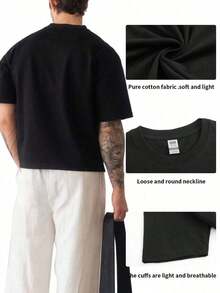 Men's T-Shirt, Cotton T-Shirt With Anime Spider Print, Comfortable And Slightly Stretchy Fabric, Casual Short-Sleeve Shirt, Round Neck, Black - 白色 - 查看 2