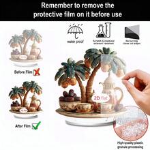 1/2pcs Bohemia Acrylic Ornament 2D Flat Golden Moon With Dates Fruit Palm Tree Teapot Pattern For Home Tabletop Decor Muslim Islamic Holiday Party Supplies Living Room Bedroom Office Shelf Display Art Craft - Multicolor - View 7