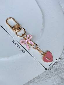 26pcs Letter Keychain Set, Enamel Keyring With Fashionable Pink Bow And Heart-Shaped Letters | Perfect Choice For Stylish Girls, Ideal Small Gift For Birthday And Holidays, Valentine's Day Gift For Girlfriend, Personalized Letter Keychain - Multicolor - View 11