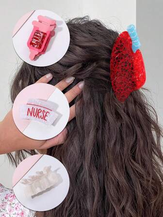 1 pieza de pinza para el pelo personalizada con ácido acético para fiesta, gorro de enfermera, columna vertebral y pulmones. Divertida pinza para el pelo, ideal para regalar a médicos y enfermeras.