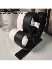 Heart-To-Heart Statue, Simple Black And White Design, Love-Themed Decorative Item, Bookshelf Decorative Sculpture, Desktop Decorative Item, Valentine's Day Gift, Gift Giving, Home Decoration, Souvenir - Multicolor - View 10