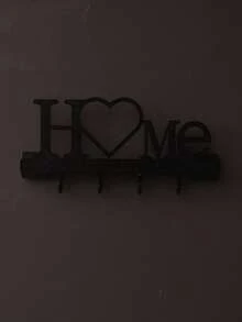 1pc HOME Key Holder Wall Mount Entryway Organizer Rack With Hooks, No Drilling Required, Home Decor For Living Room