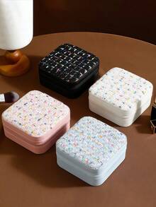 旅行首饰盒迷你首饰收纳展示盒旅行首饰拉链盒耳环项链戒指便携式首饰盒皮革收纳首饰盒女士礼物女孩礼物女朋友礼物返校书包旅行必备旅行收纳包海滩夏季度假 - 多色 - 查看 6