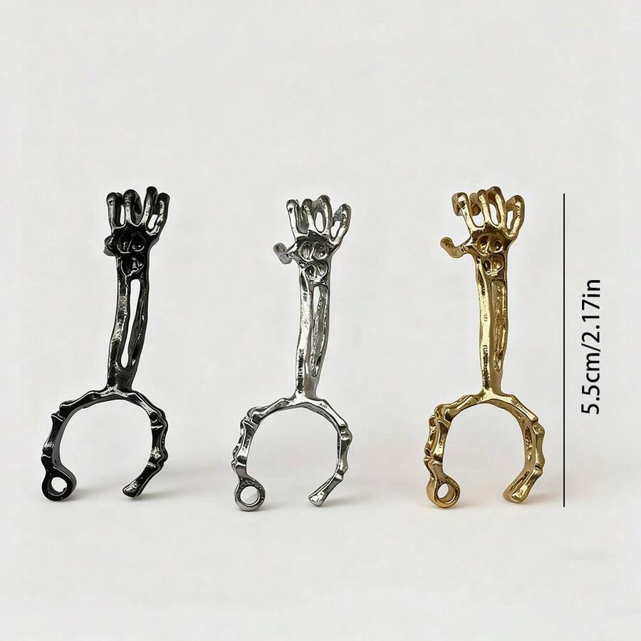 3pcs/1pc Hand Skeleton Design Cigarette Holder Stand, Skull Shaped Ring Finger Clip - Creative Cigarette Stand Clip, Adjustable Opening To Prevent Burns And Discoloration, Heat-Resistant And Grip Function - Multicolor - View 1