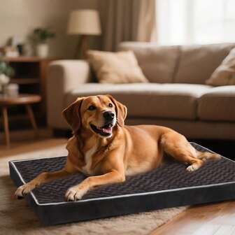 Stor hundbäddmatta, ortopedisk husdjursdyna lämplig för medelstora och stora hundar och katter, rektangulär mjuk polyesterkudde i grått, lätt att rengöra och hållbar avtagbar husdjursbäddmadrass