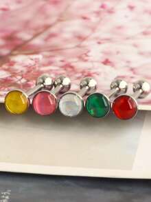 5pcs 14G Stainless Steel Tongue Piercing Bards Piercing Tongue Rings For Women And Men Stainless Steel Drip Oil Body Piercing Jewelry - Tongue ring - View 4