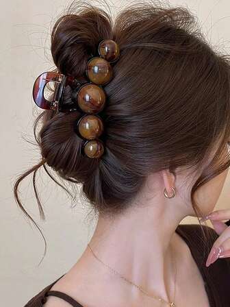 1pc Women's High-End Elegant Pearl Hair Claw Clip, Large Size For Thick Hair, Hair Claw For Bun Hairstyle, Hair Accessory Suitable For Daily Wear, Makeup, Washing, And Photo Taking, Autumn/Winter Elegant Hair Clips Fashion Hair Clutch