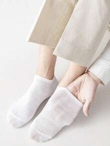 6/10/15 Pairs Women's Solid Black, White, Gray Fashion Casual Ankle Socks, Moisture-Wicking Comfortable Short Socks, Suitable For All Seasons Daily And Outdoor Wear