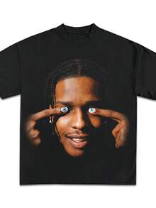 Rocky Streetwear Boxy Oversized Graphic T-Shirt Streetwear Y2k Funny Christmas Gift Shirt T Shirt Meme Asap Kids Dope Cu - 黑色 - 查看 1