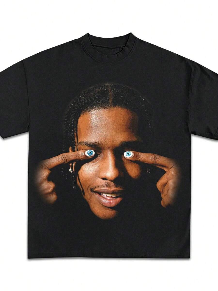 Rocky Streetwear Boxy Oversized Graphic T-Shirt Streetwear Y2k Funny Christmas Gift Shirt T Shirt Meme Asap Kids Dope Cu - 黑色 - 查看 1