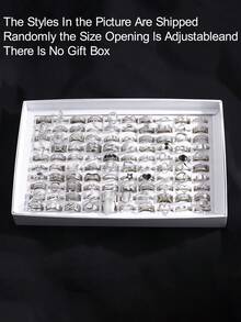 3/6/9/12/24pcs Stainless Steel Minimalist Geometric Open Rings, Fashion Everyday Wear For Women (Random Delivery) - Silver - View 3