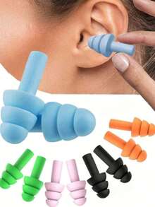 6个装降噪耳塞，圣诞树造型耳塞，睡眠工作硅胶防水耳塞，隔音耳塞，耳部保护工具 - 彩色 - 查看 1