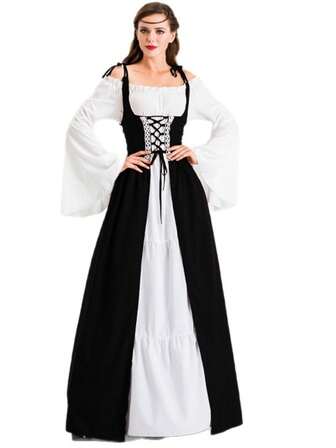 Renässans retro midiklänning med snörning i midjan, europeisk och amerikansk stil för Halloween