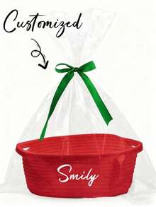 定制可折叠手工编织收纳篮,个性化小型手工编织绳收纳篮,定制手工编织绳收纳篮,定制桌面收纳篮,适用于客厅、卧室、书桌、珠宝收纳 - 彩色 - 查看 9