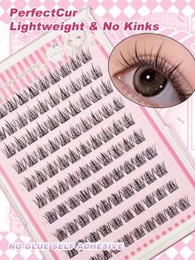 100pcs Natural Anime Self-Adhesive Lash Collection - Glue-Free Lightweight & Fluffy Faux Mink Design With Eye-Enlarging Charm, Adorable & Beginner-Friendly For Cosplay, Daily Kawaii Looks And Special Occasions Daily Wear, Christmas, Dates & Party - C - View 2