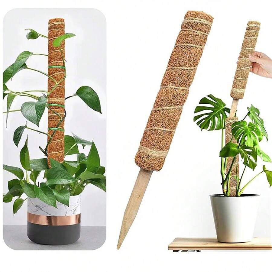 1pc Turtle Back Bamboo Moss Pole, Adjustable Plant Support Stick, Indoor Potted Plant Stand, Coconut Fiber Pole, Suitable For Moss, Pothos And Other Climbing Plants - Brown - View 1