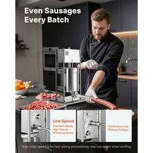 Embutidora Manual de Salchichas de 10 L, Máquina de Llenado Vertical de Carne con 2 Velocidades Rápida/Lenta, de Acero Inoxidable Resistente, con 5 Tubos de Embutido, 600 x 320 x 720 mm - Plateado - Ver 2
