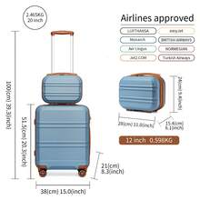 Lightweight 2 Piece Cabin Suitcase Set 20 Inch Carry On Luggage With Vanity Case ABS PC Hard Shell Spinner Wheels TSA Lock YKK Zipper For Travel - Dusty Blue - View 4
