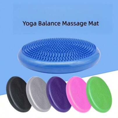 Cojín de aire para entrenamiento de yoga profesional, Almohadilla de equilibrio de yoga, Cojín de asiento de masaje de yoga, Cojín inflable, Disco de equilibrio estable, Disco de equilibrio vestibular frontal, Cojín de asiento oscilante, Disco de equilibrio del núcleo oscilante, Entrenador de tobillo de bola de masaje, Antideslizante/Grueso/Pelota de equilibrio, Esterilla de yoga suave, Cojín de asiento de oficina (el color de la bomba es aleatorio), Accesorios de yoga para el hogar, Unisex, Fácil de almacenar