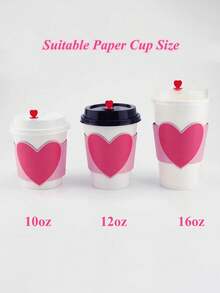 20pcs Valentine's Day Disposable Cup Sleeves, Fits 10-16oz Hot/Cold Drinks, Coffee, Home Gatherings, Insulated Paper Cup Sleeves, Disposable Kraft Paper Coffee Cup Sleeves, Insulated Anti-Slip Sleeves For Cold/Hot Drinks, Coffee, Tea, Bubble Tea, Party Supplies, Weddings
