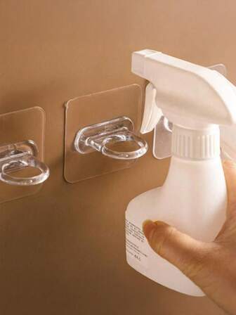 Circular Viscous Hook, Clear Hook, Multi-Functional Clothes Hanger, Clear Shower Curtain Hook, Spray Bottle Storage Rack, Wall Spray Bottle Rack, Concrete Wall Hook, Transparent Plastic Hook