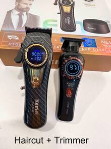 Kemei Professional Hair Clipper KM-2242 USB Rechargeable High Power Hair Clipper KM-999 Electric Hair Clipper 0mm Precision Trimmer Hair Clipper + Trimmer Set Men's New Year Hair Clipper - Black - View 5