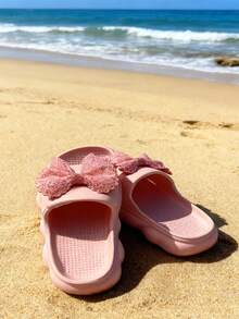 Ein Paar Kinder Hausschuhe für Frühling und Sommer, modische Schleifen Prinzessin Größe Strandpantoffeln vielseitig für Kinder