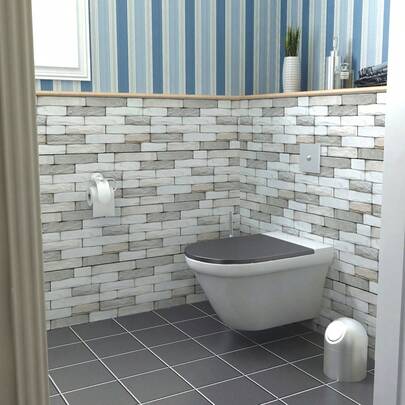 1/9/18 miếng dán gạch men giả đá trang trí, tự dính, có thể tháo rời, dùng cho tường bếp, phòng tắm, chống thấm nước và chống nấm mốc, kích thước 15cm x 30cm.