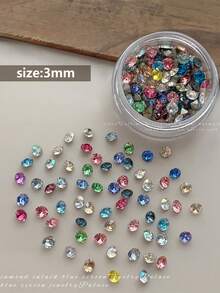 1 Box Colorful Pointed Bottom Rhinestones, Sparkling Multi-Faceted Round Rhinestones For DIY Nail Art Decoration, Nail Jewelry And Accessories Nails Nail Supplies Nail Gems - Multicolor - View 4