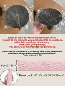 1件装3D立体自粘踢脚线 - 欧式风格，通用防水易安装家居装饰墙饰条，适用于房间翻新和DIY | 2026年情人节和新年装饰 | 复活节和圣诞节的完美节日家居装修礼物 - 粉色 - 查看 14