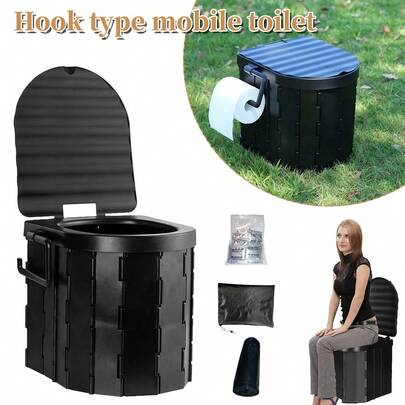 OutdoorCampingToilet- TravelToilet WithRoll Holder-Portable For Adult Potty-Folding WithWashable Basket- Campervan Camping Caravan Picnic& Festivals,Christmas Gifts