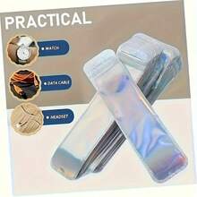 50 de pungi cadou cu laser curcubeu - Pungi reutilizabile cu fermoar din PP, holografice, colorate, ușor de curățat și durabile, potrivite pentru pixuri, pensule de machiaj, bijuterii, luciu de buze - utilizare zilnică și organizare accesorii mici, tratament holografic al suprafeței, geantă organizatoare ușoară, pasionați de frumusețe, articole esențiale de călătorie, geantă organizatoare la modă, structură robustă, geantă multifuncțională, iubitori de bijuterii, pungi cadou - 50 - Vizualizare 5
