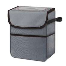 Simple Deluxe Bote de basura para coche con tapa y bolsillos de almacenamiento, cubeta de basura multiusos con correas ajustables, organizador plegable y portátil, 2 galones, gris(1 paquete Gris) - Multicolor - Ver 2