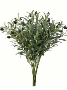 1/3支人造橄榄枝，仿真橄榄叶，人造植物，橄榄叶树装饰，绿叶喷雾，适用于高花瓶，家居客厅婚礼装饰，餐桌装饰 - 綠色 - 查看 1