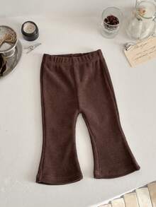 INS Baby Girls' Basic Solid Brown Soft Flare Pants, All Season - Brown - View 9