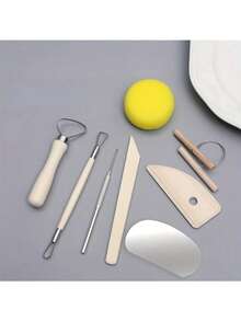 5/8/11/41pcs Wooden Handle Pottery & Sculpture Tool Set, Suitable For Ceramic, Polymer And Plastic Clay - Non-Powered Carving, Shaping And Modeling Tool Kit